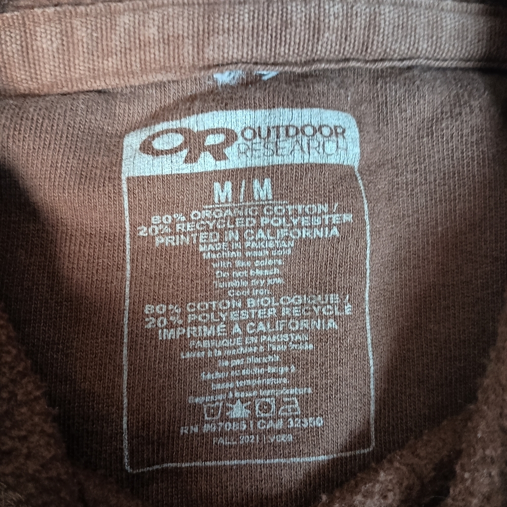 Outdoor Research Men's M Pullover Sweatshirt Brown Logo Hiking Camping Hoodie - Picture 2 of 4